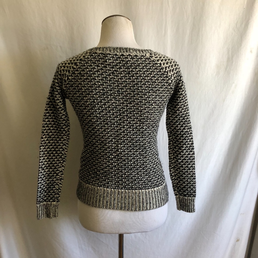 ANTHROPOLOGIE black+grey knitted crew neck sweater - Picture 5 of 6